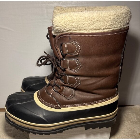 Outbound Boots Size 9 Mens Brown Black Insulated Winter Sherpa Lining Waterproof - Picture 10 of 15